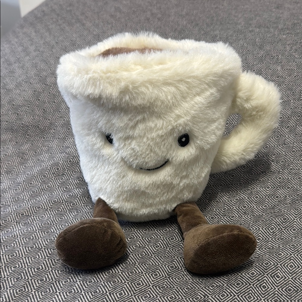 Nandog Dog Toy - Cute Plush Coffee Mug with Smile & Legs
